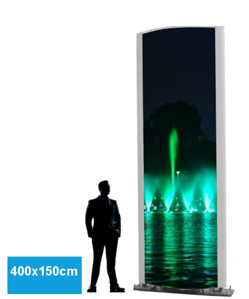 Totem Signaletique publicitaire extérieure Galbé Non Lumineux avec visuel imprimé double face - Pour zone commerciale - Hauteur 4 mètre - Production et Vente